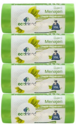 Set 4 role de saci menajeri Ecofriend 35L 15 bucati ultra rezistenti verzi 