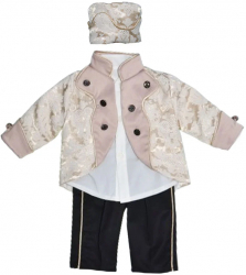 Costum elegant din catifea 4 piese pentru baieti Duomar 240124-2-74 Bej 