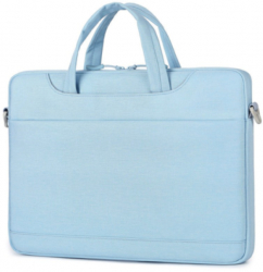 Geanta pentru laptop 13 inch material textil cu buzunar frontal si protectie antisoc Bleu 