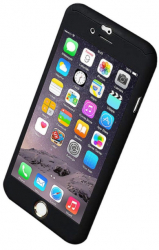 Husa de protectie integrala pentru iPhone 7 inclusiv husa cu acoperire de 360 de grade si folie de protectie din sticla culoare neagra 