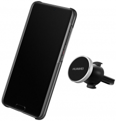 Husa de protectie pentru telefon compatibila cu Huawei P20 si suport auto magnetic prindere pe gura de ventilatie negru