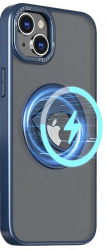 Carcasa de protectie compatibila cu iPhone 15 Plus Metal MagSafe Ghost Holder Series H331 Metal Matte Blue 