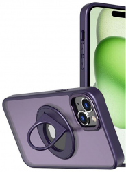 Carcasa de protectie compatibila cu iPhone 15 Plus Metal MagSafe Ghost Holder Series H333 Metal Matte Purple 
