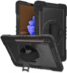 Husa Cu Grad Ridicat de Protectie pentru Tableta Samsung Galaxy Tab S7 Plus/S8 Plus Premium StripeShell N221 Lexgard Negru 