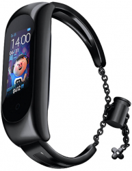 Curea bratara fitness compatibila cu Xiaomi Mi Band 6/ Mi Band 5/ Mi band 4/ Mi band 3 Metal inchidere reglabila cu lant Pandantiv floare 
