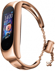 Curea bratara fitness compatibila cu Xiaomi Mi Band 6/ Mi Band 5/ Mi band 4/ Mi band 3 Metal Inchidere reglabila cu lant Pandantiv floare 