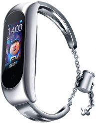 Curea bratara fitness compatibila cu Xiaomi Mi Band 6/ Mi Band 5/ Mi band 4/ Mi band 3 Metal Inchidere reglabila cu lant Pandantiv floare 