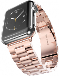 Curea metalica pentru ceas compatibila cu Apple Watch 1/2/3/4/5/6/7/8/SE/SE 2/Ultra 42/44/45/49mm inchidere clasica Rose Gold 