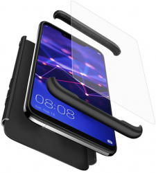 Husa de protectie 360 compatibila cu Huawei Mate 20 Lite folie protectie plastic inclusa Negru 