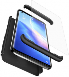 Husa de protectie 360 compatibila cu Oppo Reno 5 Pro 5G folie de protectie inclusa plastic Negru 