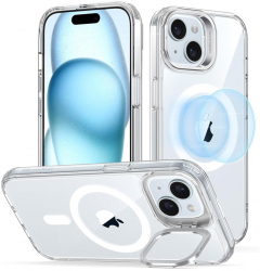 Husa de protectie compatibila cu Apple iPhone 15 Classic Hybrid HaloLock compatibil MagSafe silicon Alb-Transparent 