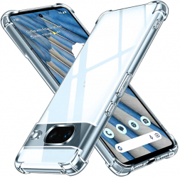 Husa de protectie compatibila cu Google Pixel 8a Shockproof Clear Silicone cu margini intarite silicon Transparent