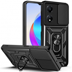 Husa de protectie compatibila cu Honor X5 Plus CamShieldSeries cu inel magnetic margini intarite TPU Negru 