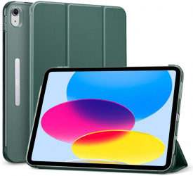 Husa de protectie compatibila cu iPad 10 2022 10.9 Ascend Trifold inchidere magnetica si suport Pen Verde inchis 