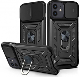 Husa de protectie compatibila cu iPhone 12/Pro PU Negru 