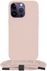 Husa Protectie pentru iPhone 14 Pro Max UltraX Crossbody Lanyard G1636 Metal Roz 