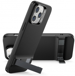 Husa Protectie pentru iPhone 14 Pro Max UltraX Air Shield Boost Kickstand G1819 Silicon Flex Translucent Negru 