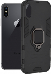 Husa Protectie pentru iPhone X/XS Ergonomic Silicon Flexe Shield O5072 Metal Negru 