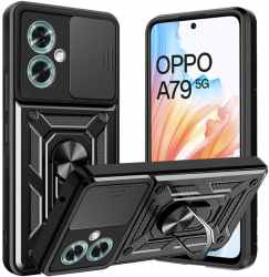 Husa de protectie compatibila cu Oppo A79 5G CamShield inel magnetic margini intarite protectie camera silicon Negru 