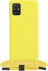 Husa Protectie pentru Samsung Galaxy A51 4G Impact Safe Crossbody Lanyard G1105 Metal Yellow 