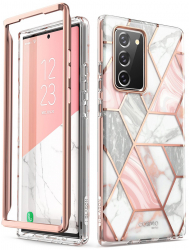 Husa de protectie compatibila cu Samsung Galaxy Note 20 4G/5G Cosmo protectie 360 fara folie inclusa TPU Marble Roz 
