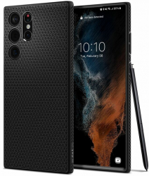 Husa de protectie compatibila cu Samsung Galaxy S22 Ultra Liquid Air anti alunecare silicon Negru