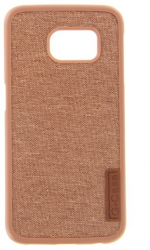 Husa de protectie compatibila cu Samsung Galaxy S6 Edge Textile Silicone Maro 