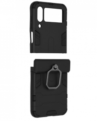 Husa de protectie compatibila cu Samsung Galaxy Z Flip 5 Silicon Shield cu inel Negru 