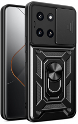 Husa de protectie compatibila cu Xiaomi 14 Pro CamShield inel magnetic margini intarite protectie camera silicon Negru 