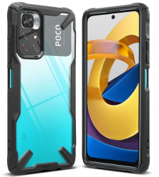 Husa de protectie compatibila cu Xiaomi Poco M4 Pro 5G Fusion X Design TPU Negru-Transparent