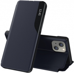 Husa de protectie flip cover compatibila cu Apple iPhone 13 Mini eFold piele ecologica Albastru inchis 