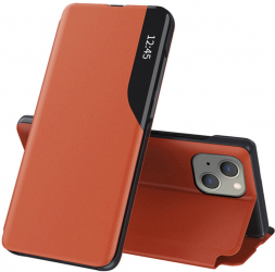 Husa de protectie flip cover compatibila cu Apple iPhone 13 Mini eFold piele ecologica Portocaliu 