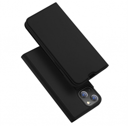 Husa de protectie flip cover compatibila cu Apple iPhone 13 Mini Skin Pro piele ecologica Negru 