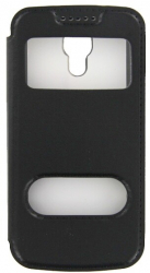 Husa de protectie flip cover compatibila cu Samsung Galaxy S4 Mini piele ecologica ferestre pentru apeluri Negru 