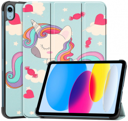 Husa de protectie flip cover pentru tableta compatibila cu Apple iPad 10 2022 10.9 FoldPro piele ecologica model Unicorn Multicolor 