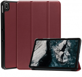Husa de protectie flip cover pentru tableta compatibila cu Nokia T20 FoldPro tip stand piele ecologica Rosu 