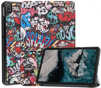 Husa de protectie flip cover pentru tableta compatibila cu Nokia T20 FoldPro tip stand piele ecologica Urban Vibe Multicolor 