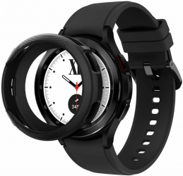 Husa de protectie pentru ceas compatibila cu Samsung Galaxy Watch 4 Classic 42mm Liquid Air TPU Negru mat 