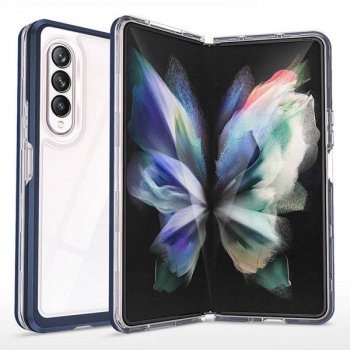 Husa de protectie pentru telefon compatibila cu Samung Galaxy Z Fold 4 clear case TPU Albastru/Transparent 