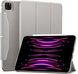 Husa Protectoare pentru Tableta iPad Pro 12.9 2021/2022 Ergonomic Ascend Trifold V139 Piele ecologica Titanium Grey 