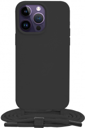 Husa Protectie pentru iPhone 14 Pro Max Impact Safe Crossbody Lanyard G1635 Metal Negru 
