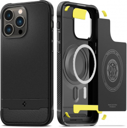 Husa pentru iPhone 14 Pro Spigen Rugged Armor MagSafe Black 