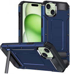 Husa Protectie pentru iPhone 15 Grip Pro Hybrid Armor Kickstand G593 Metal Blue 