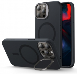 Husa Protectie pentru iPhone 15 Pro Max Lightweight Cloud Soft HaloLock Kickstand G514 Nanotextil Negru 