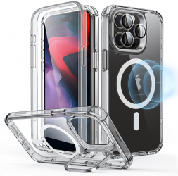 Husa pentru iPhone 15 Pro Max + Folie Armor Tough Kickstand HaloLock Z496 Clear 