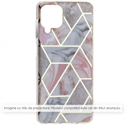 Husa pentru iPhone 15 Marble Series M280 Poliuretan Pink Hex 