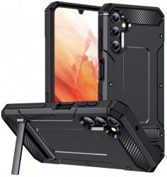 Husa pentru Samsung Galaxy A14 4G/A14 5G Hybrid Armor Kickstand M656 Metal Black 