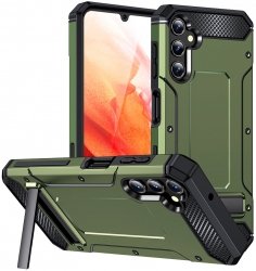 Husa pentru Samsung Galaxy A14 4G/A14 5G Hybrid Armor Kickstand M658 Metal Green