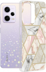 Husa Protectie pentru Xiaomi Redmi Note 12 Pro 5G/Poco X5 Pro Impact Safe Marble Series G1025 Termoplastic Roz Hex 