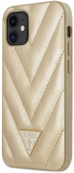 Carcasa de protectie compatibila cu Apple iPhone 12 mini V Quilted CN417 Gold 